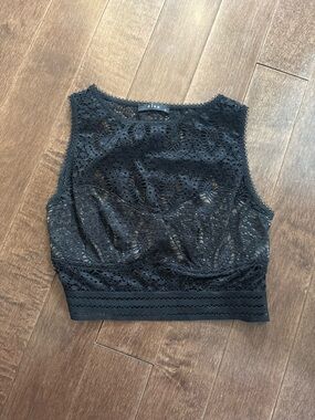 Elise Black Lace Crop Tank